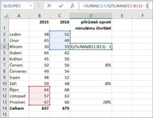Excel - odkazy ve vzorcích